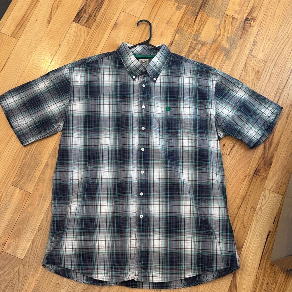 Cinch Men's Blue and White Plaid Button Down Shirt
